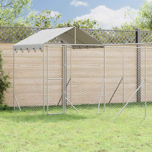 Cuccia Cani da Esterno Tetto Argento 6x6x2,5 m Acciaio Zincato | homemem39