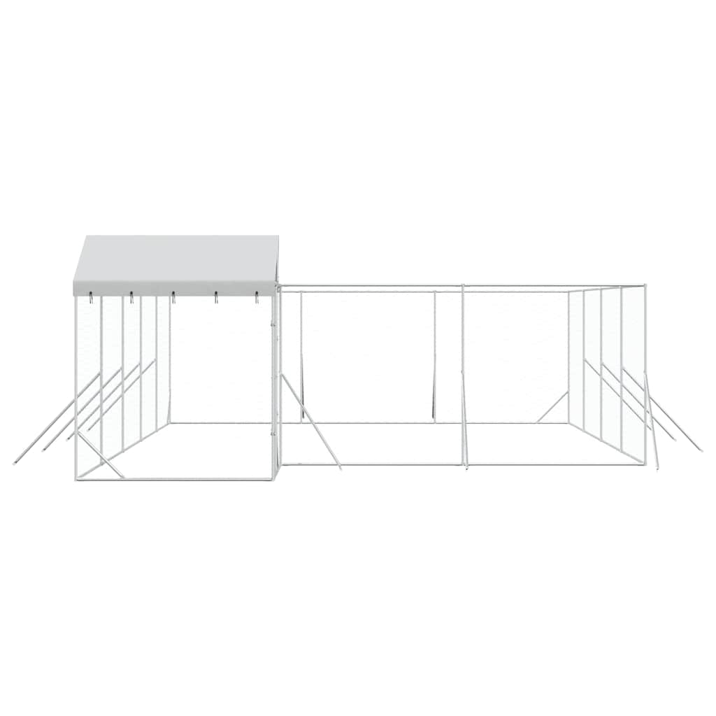 Cuccia Cani da Esterno Tetto Argento 10x6x2,5 m Acciaio Zincato | homemem39
