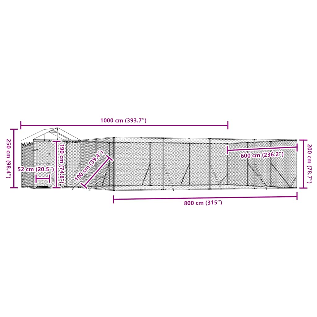 Cuccia Cani da Esterno Tetto Argento 10x6x2,5 m Acciaio Zincato | homemem39