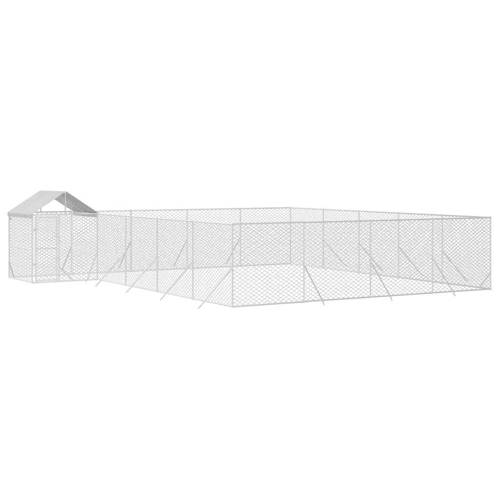 Cuccia Cani da Esterno Tetto Argento 10x8x2,5 m Acciaio Zincato | homemem39