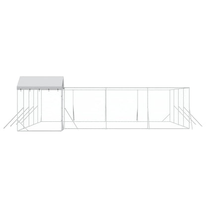 Cuccia Cani da Esterno Tetto Argento 10x8x2,5 m Acciaio Zincato | homemem39