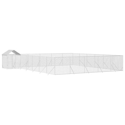 Cuccia Cani da Esterno Tetto Argento 12x12x2,5m Acciaio Zincato | homemem39