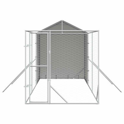 Cuccia Cani da Esterno Tetto Argento 2x6x2,5 m Acciaio Zincato | homemem39