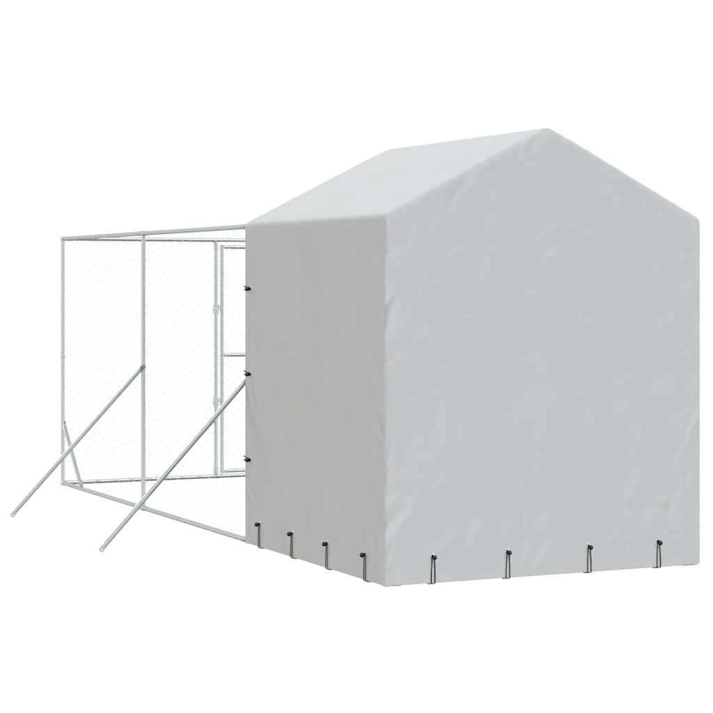 Cuccia Cani da Esterno Tetto Argento 2x6x2,5 m Acciaio Zincato | homemem39