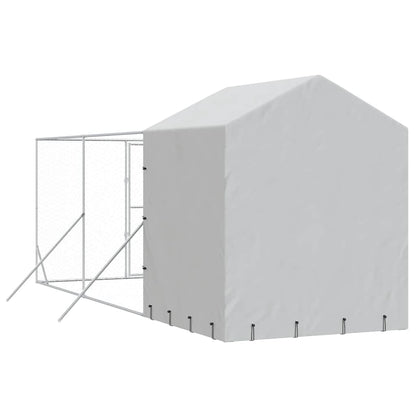 Cuccia Cani da Esterno Tetto Argento 2x6x2,5 m Acciaio Zincato | homemem39