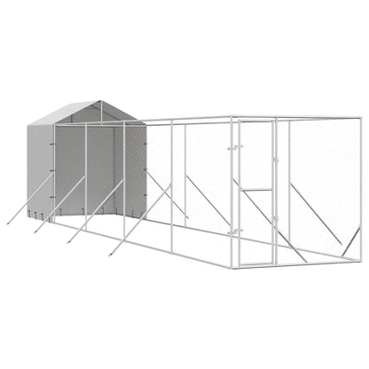 Cuccia Cani da Esterno Tetto Argento 2x10x2,5 m Acciaio Zincato | homemem39