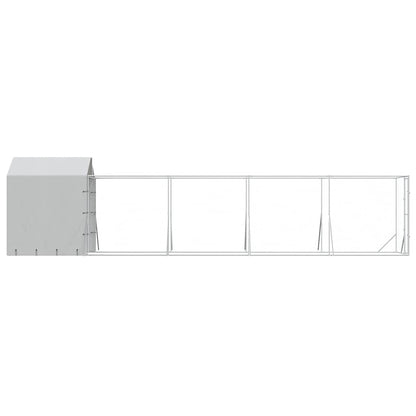 Cuccia Cani da Esterno Tetto Argento 2x10x2,5 m Acciaio Zincato | homemem39