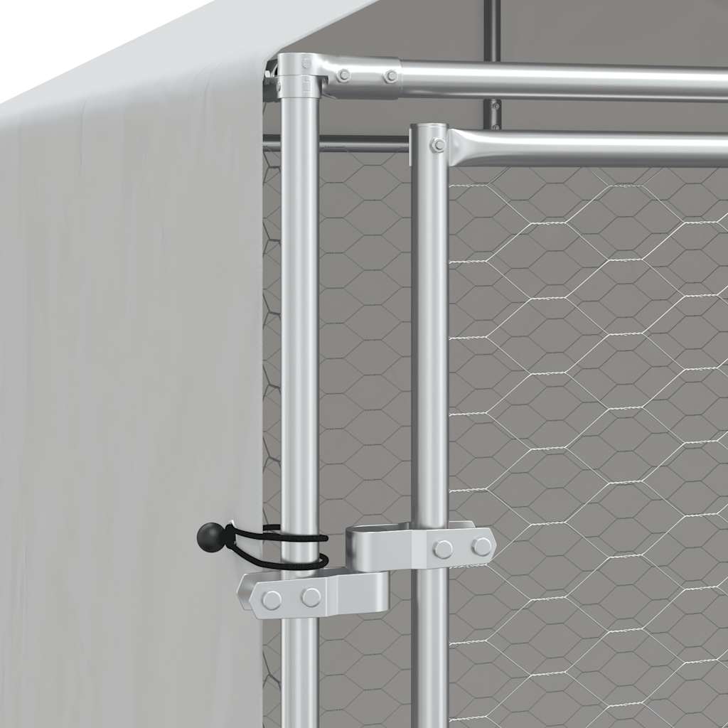 Cuccia Cani da Esterno Tetto Argento 2x10x2,5 m Acciaio Zincato | homemem39