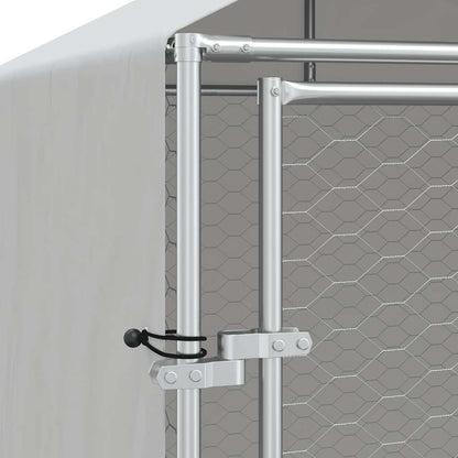 Cuccia Cani da Esterno Tetto Argento 2x10x2,5 m Acciaio Zincato | homemem39