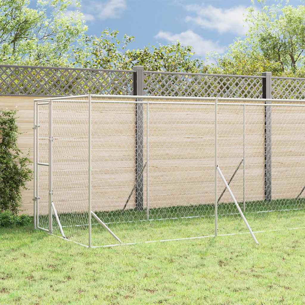 Cuccia Cani da Esterno Tetto Argento 2x14x2,5 m Acciaio Zincato | homemem39