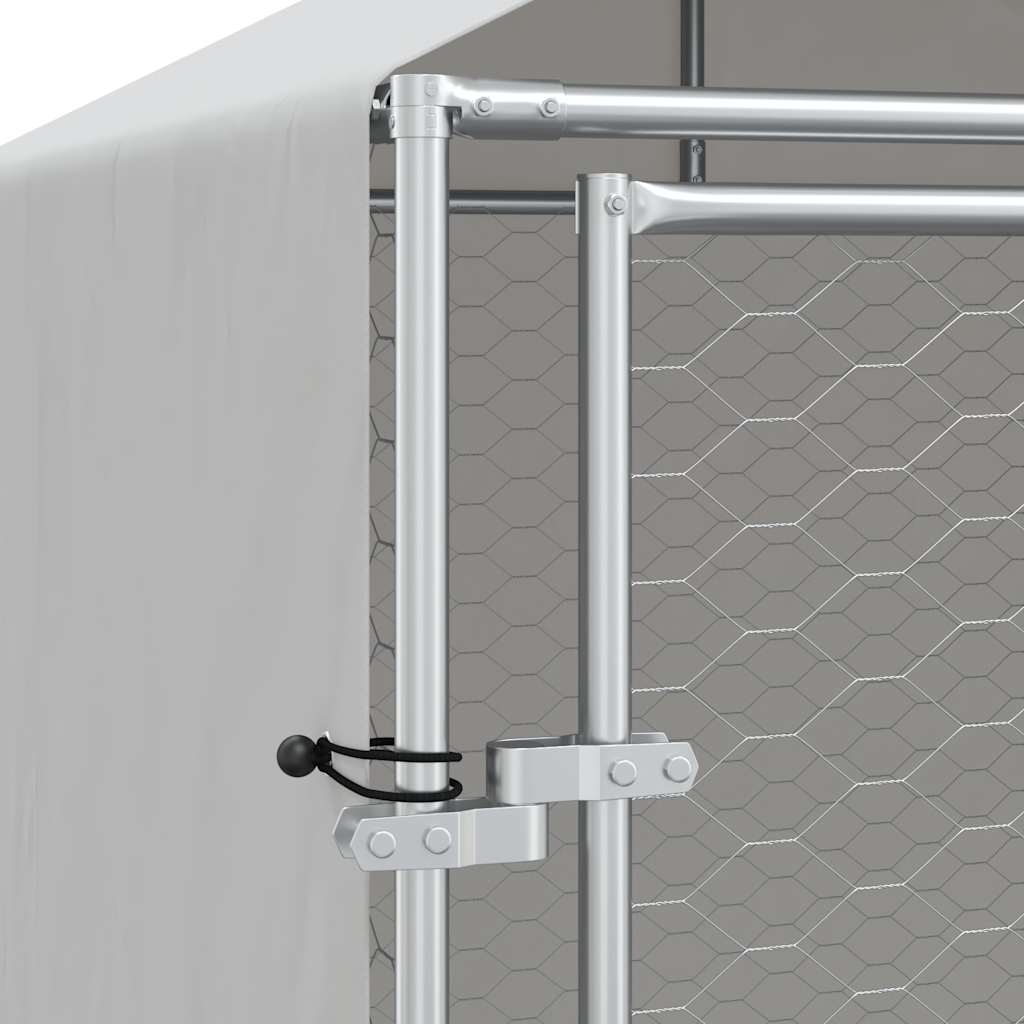 Cuccia Cani da Esterno Tetto Argento 2x14x2,5 m Acciaio Zincato | homemem39
