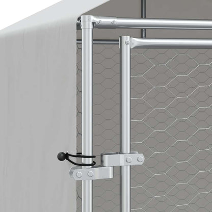 Cuccia Cani da Esterno Tetto Argento 2x14x2,5 m Acciaio Zincato | homemem39