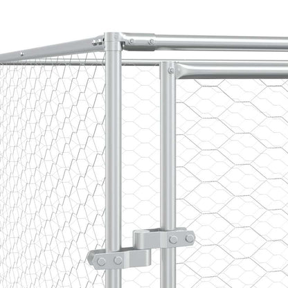 Cuccia Cani da Esterno Tetto Argento 4x4x2,5 m Acciaio Zincato | homemem39