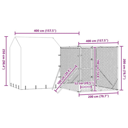 Cuccia Cani da Esterno Tetto Argento 4x4x2,5 m Acciaio Zincato | homemem39