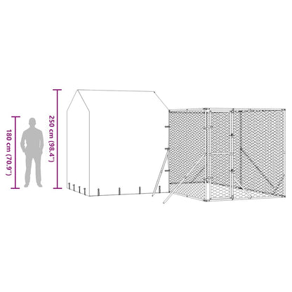 Cuccia Cani da Esterno Tetto Argento 4x4x2,5 m Acciaio Zincato | homemem39