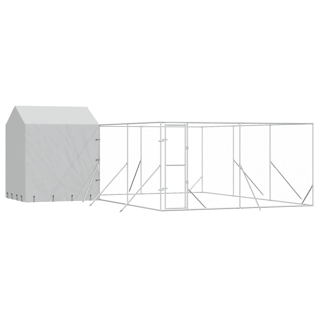 Cuccia Cani da Esterno Tetto Argento 6x6x2,5 m Acciaio Zincato | homemem39