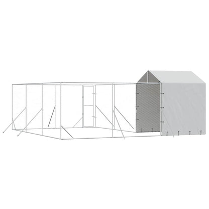 Cuccia Cani da Esterno Tetto Argento 6x6x2,5 m Acciaio Zincato | homemem39