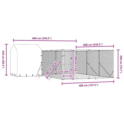 Cuccia Cani da Esterno Tetto Argento 6x6x2,5 m Acciaio Zincato | homemem39