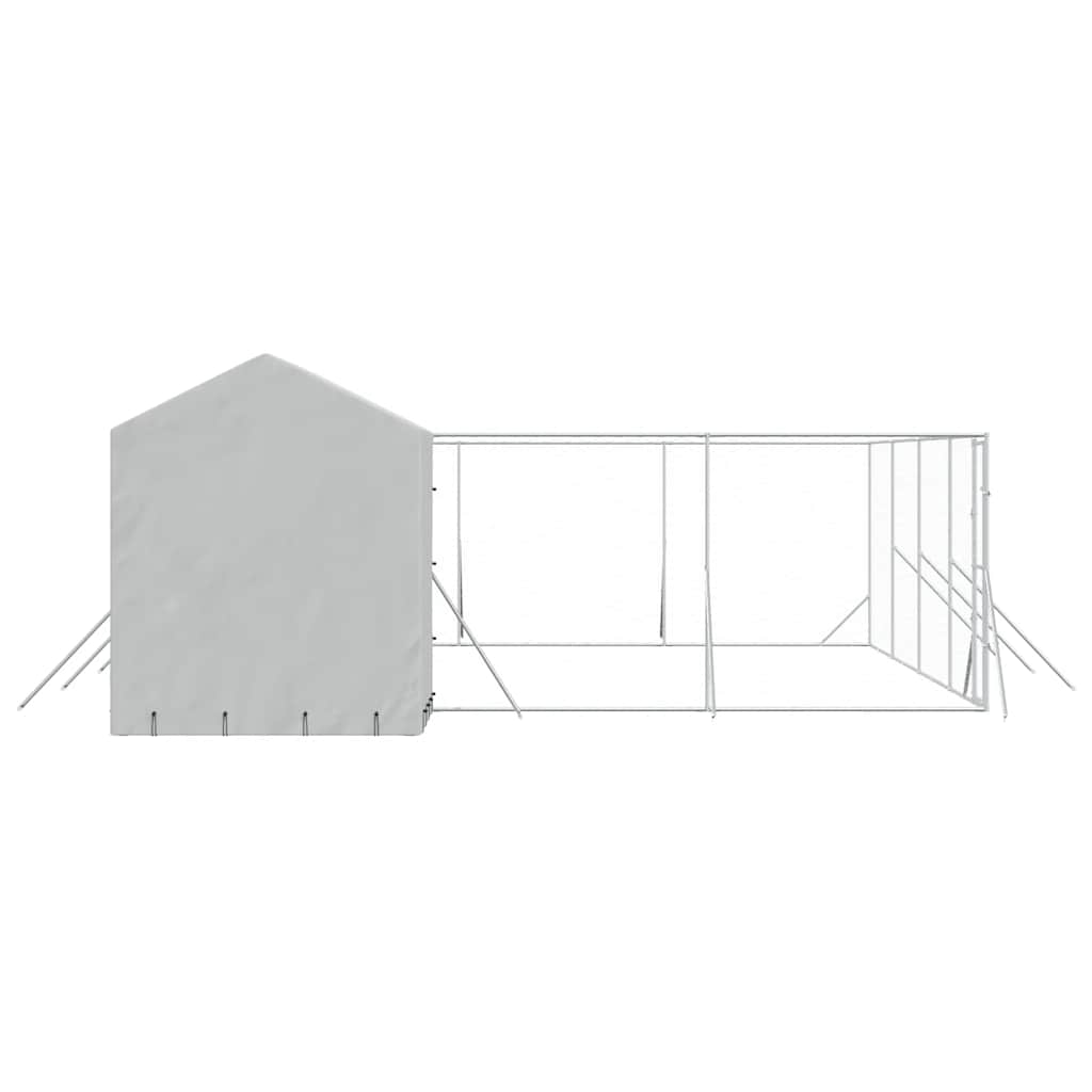 Cuccia Cani da Esterno Tetto Argento 10x6x2,5 m Acciaio Zincato | homemem39