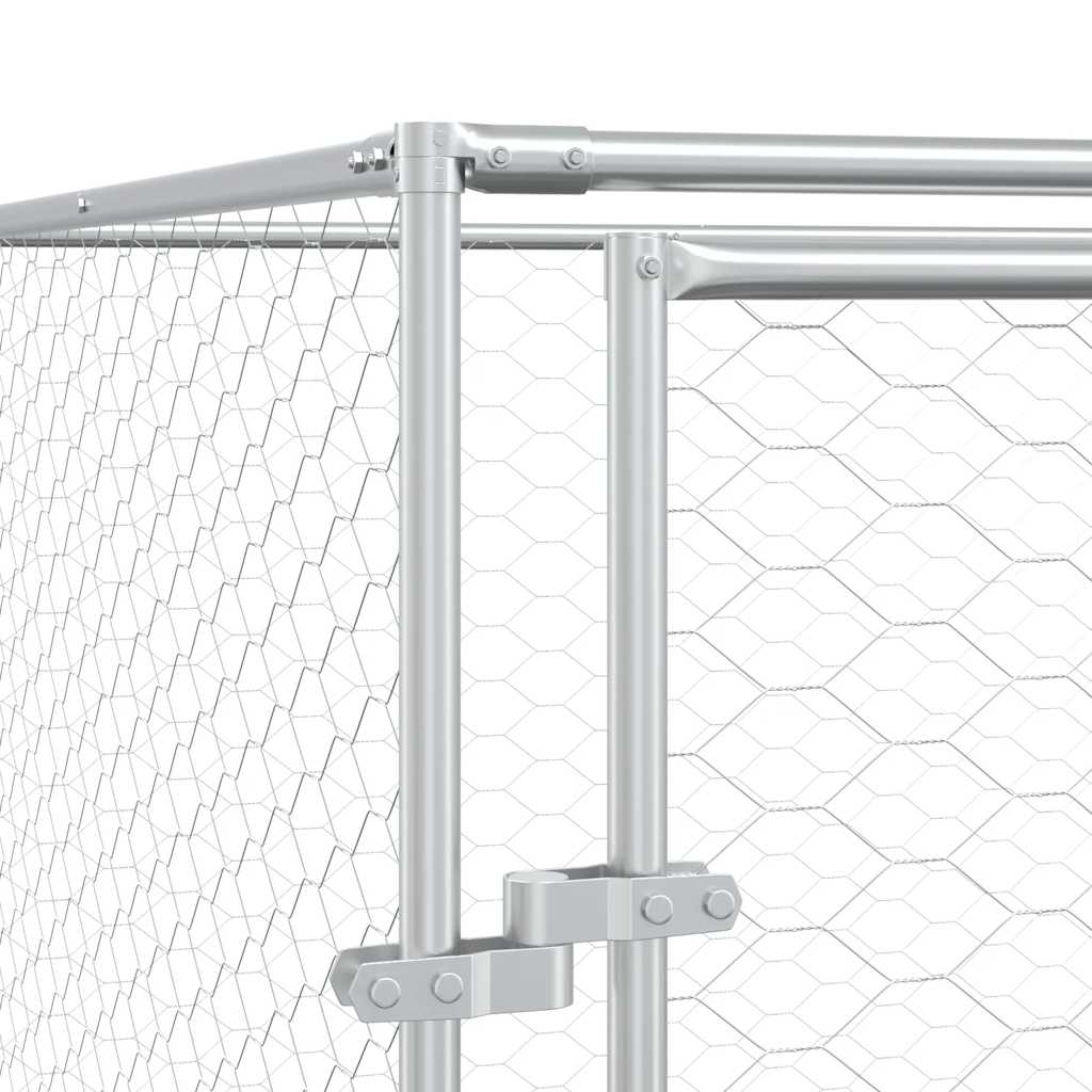 Cuccia Cani da Esterno Tetto Argento 10x6x2,5 m Acciaio Zincato | homemem39