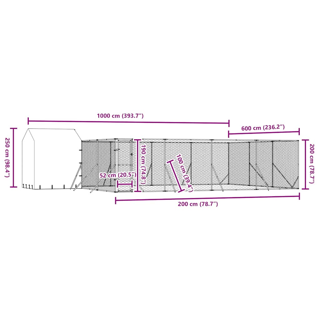 Cuccia Cani da Esterno Tetto Argento 10x6x2,5 m Acciaio Zincato | homemem39