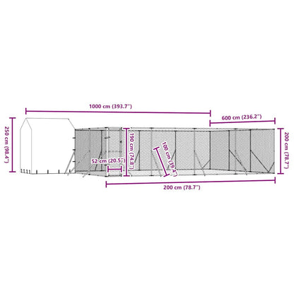 Cuccia Cani da Esterno Tetto Argento 10x6x2,5 m Acciaio Zincato | homemem39