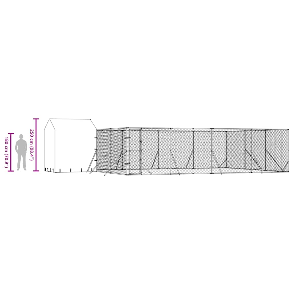 Cuccia Cani da Esterno Tetto Argento 10x6x2,5 m Acciaio Zincato | homemem39