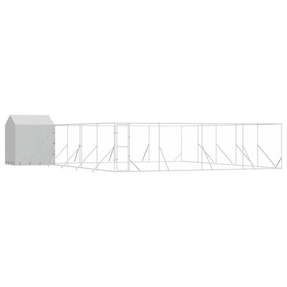 Cuccia Cani da Esterno Tetto Argento 10x10x2,5m Acciaio Zincato | homemem39