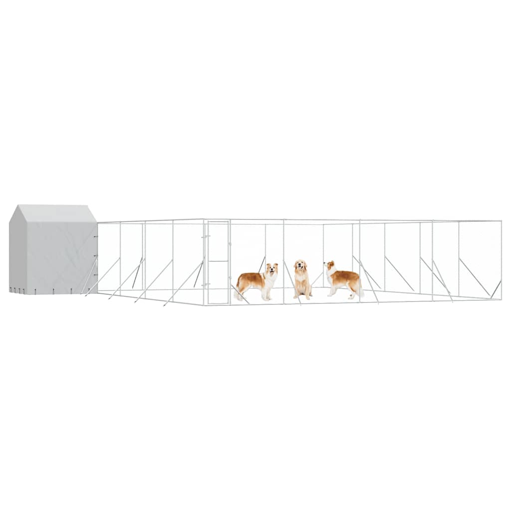Cuccia Cani da Esterno Tetto Argento 10x10x2,5m Acciaio Zincato | homemem39