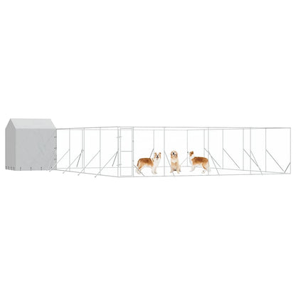 Cuccia Cani da Esterno Tetto Argento 10x10x2,5m Acciaio Zincato | homemem39