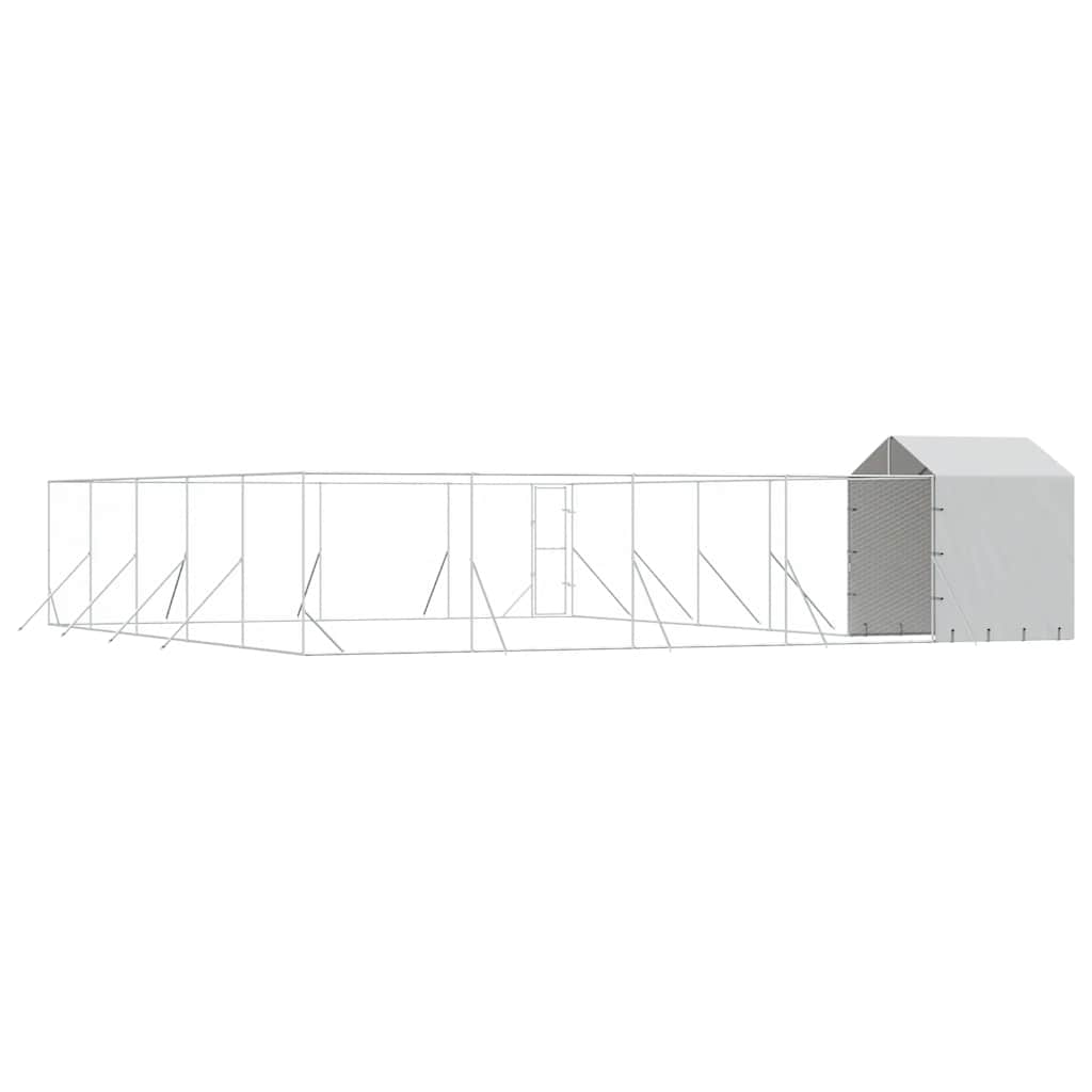 Cuccia Cani da Esterno Tetto Argento 10x10x2,5m Acciaio Zincato | homemem39