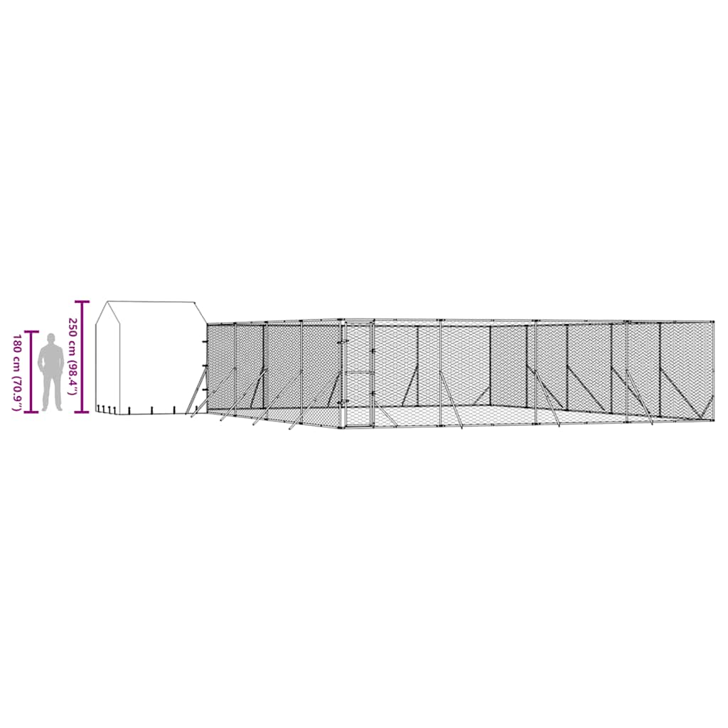Cuccia Cani da Esterno Tetto Argento 10x10x2,5m Acciaio Zincato | homemem39