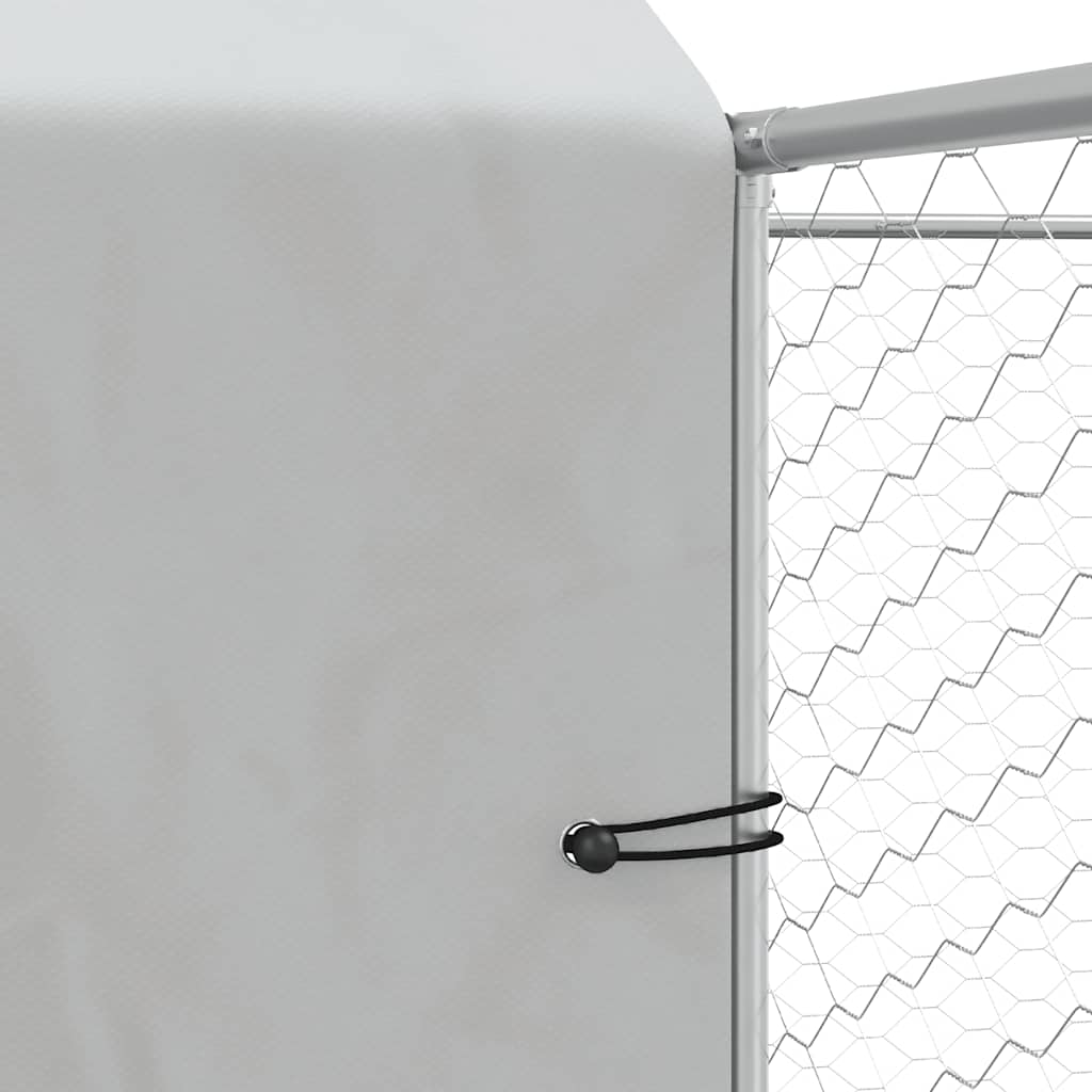 Cuccia Cani da Esterno Tetto Argento 12x12x2,5m Acciaio Zincato | homemem39