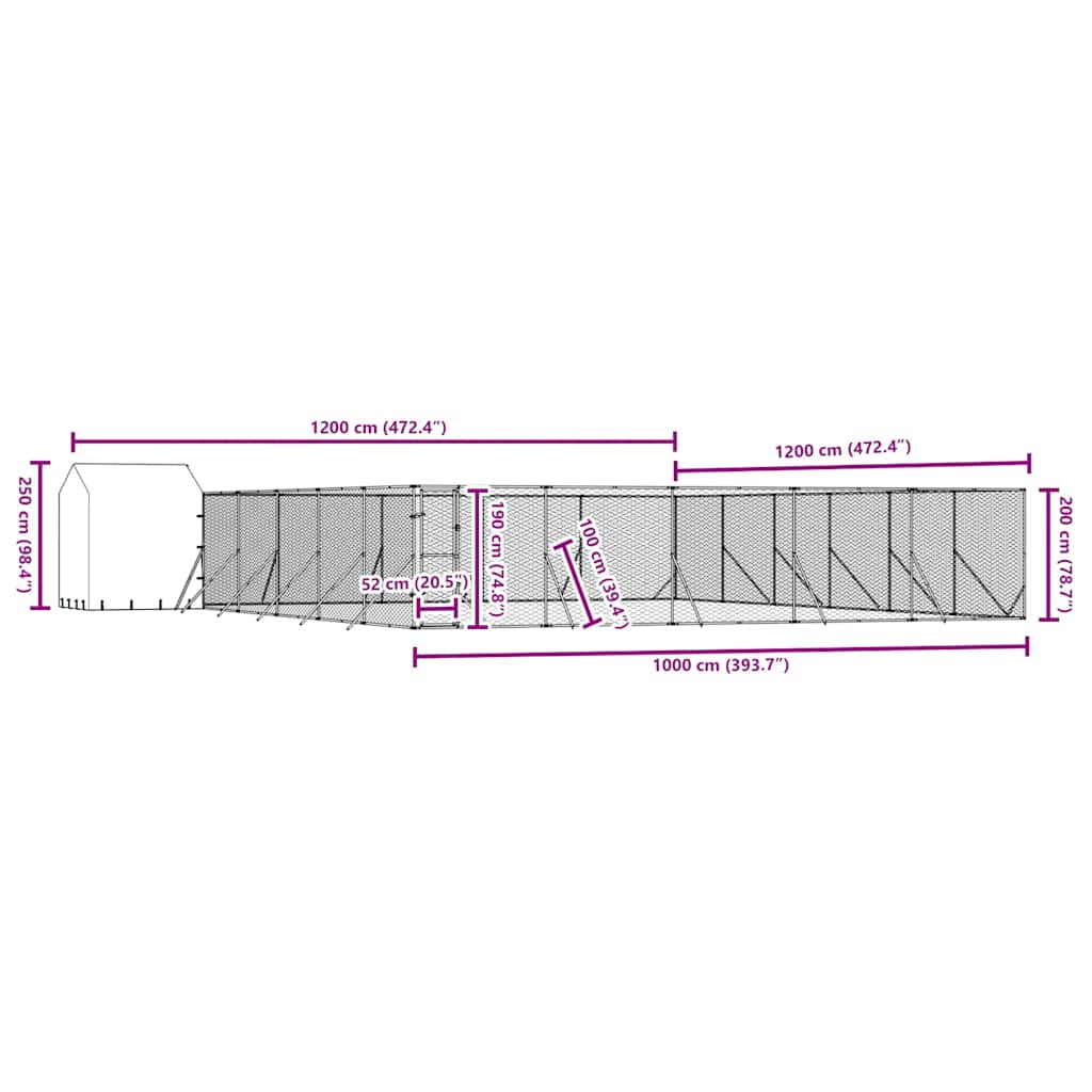 Cuccia Cani da Esterno Tetto Argento 12x12x2,5m Acciaio Zincato | homemem39