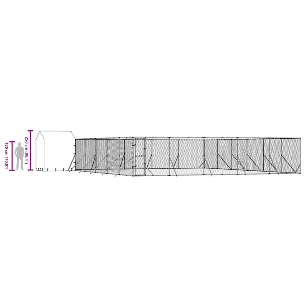 Cuccia Cani da Esterno Tetto Argento 12x12x2,5m Acciaio Zincato | homemem39