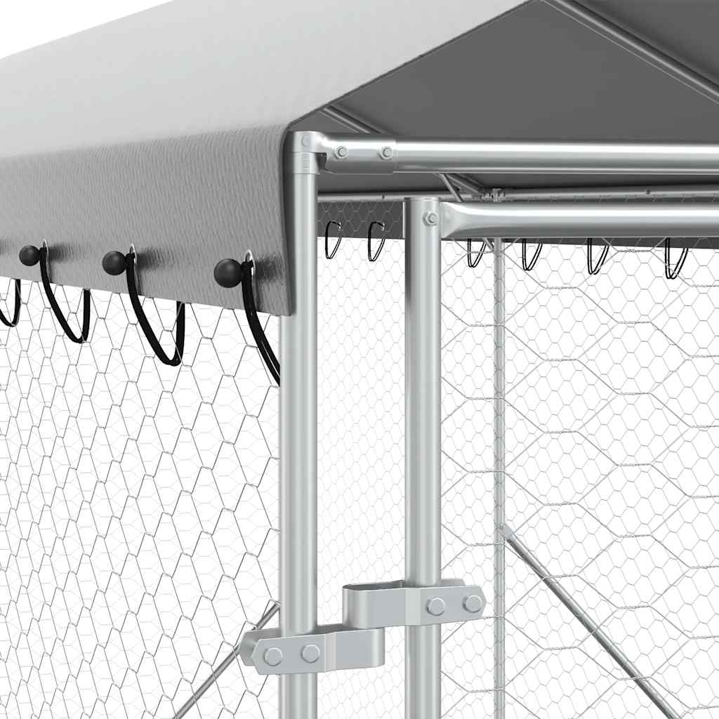 Cuccia Cani da Esterno Tetto Argento 2x6x2,5 m Acciaio Zincato | homemem39