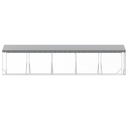 Cuccia Cani da Esterno Tetto Argento 2x10x2,5 m Acciaio Zincato | homemem39
