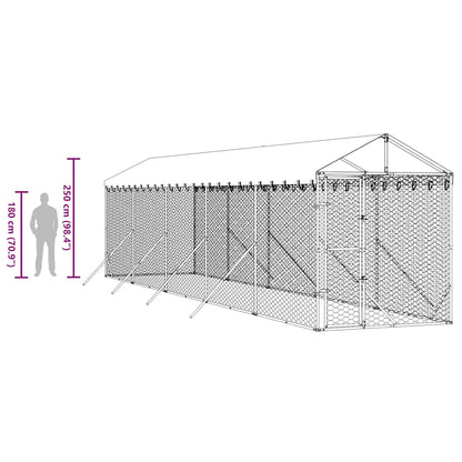Cuccia Cani da Esterno Tetto Argento 2x10x2,5 m Acciaio Zincato | homemem39
