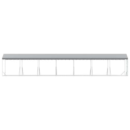 Cuccia Cani da Esterno Tetto Argento 2x14x2,5 m Acciaio Zincato | homemem39