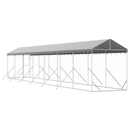 Cuccia Cani da Esterno Tetto Argento 2x14x2,5 m Acciaio Zincato | homemem39