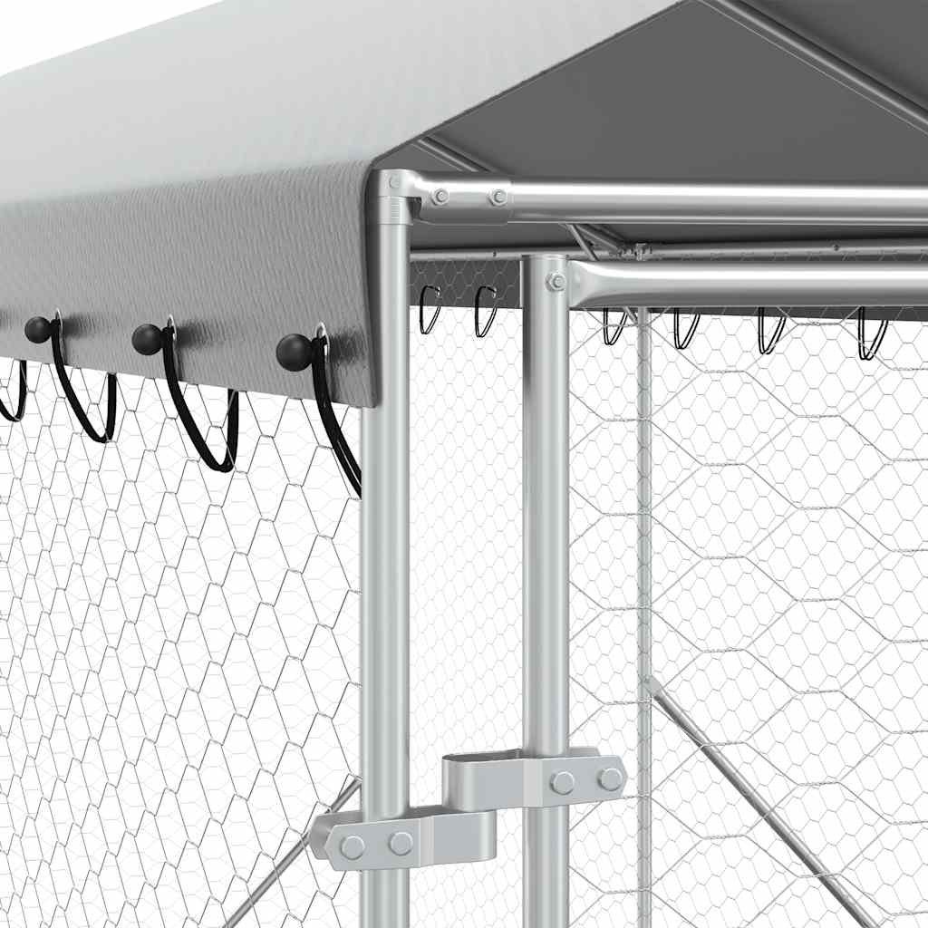 Cuccia Cani da Esterno Tetto Argento 2x14x2,5 m Acciaio Zincato | homemem39