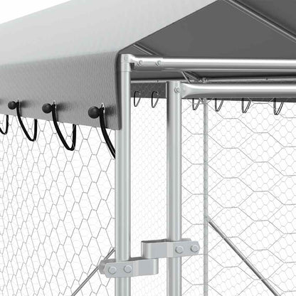 Cuccia Cani da Esterno Tetto Argento 2x14x2,5 m Acciaio Zincato | homemem39
