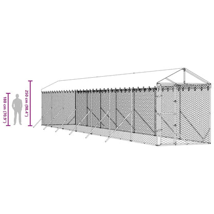 Cuccia Cani da Esterno Tetto Argento 2x14x2,5 m Acciaio Zincato | homemem39