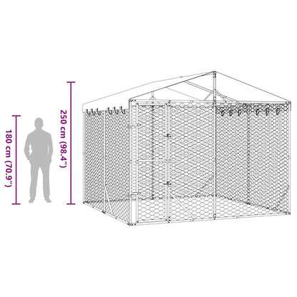 Cuccia Cani da Esterno Tetto Argento 3x3x2,5 m Acciaio Zincato | homemem39