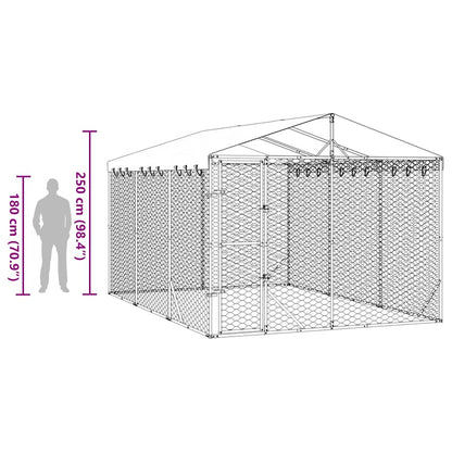 Cuccia Cani da Esterno Tetto Argento 3x4,5x2,5m Acciaio Zincato | homemem39