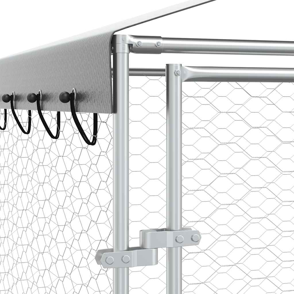 Cuccia Cani da Esterno Tetto Argento 3x6x2,5 m Acciaio Zincato | homemem39