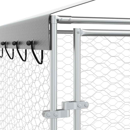 Cuccia Cani da Esterno Tetto Argento 3x6x2,5 m Acciaio Zincato | homemem39
