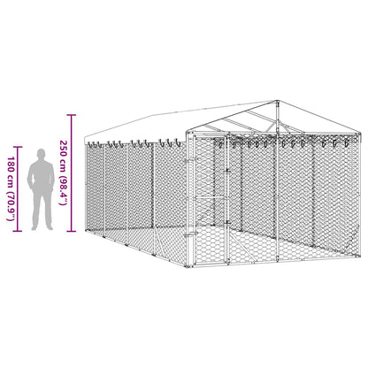 Cuccia Cani da Esterno Tetto Argento 3x6x2,5 m Acciaio Zincato | homemem39