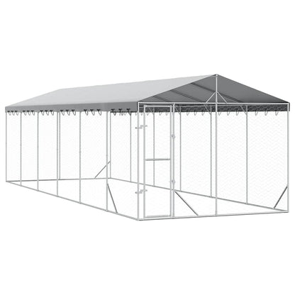 Cuccia Cani da Esterno Tetto Argento 3x9x2,5 m Acciaio Zincato | homemem39