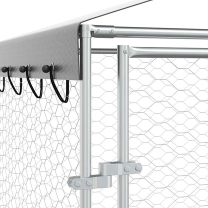 Cuccia Cani da Esterno Tetto Argento 3x9x2,5 m Acciaio Zincato | homemem39